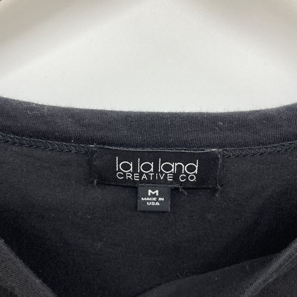 La La Land Creative Co Womens Medium Vote Tshirt Crop Top Happy Face Black 2430 - Picture 6 of 8